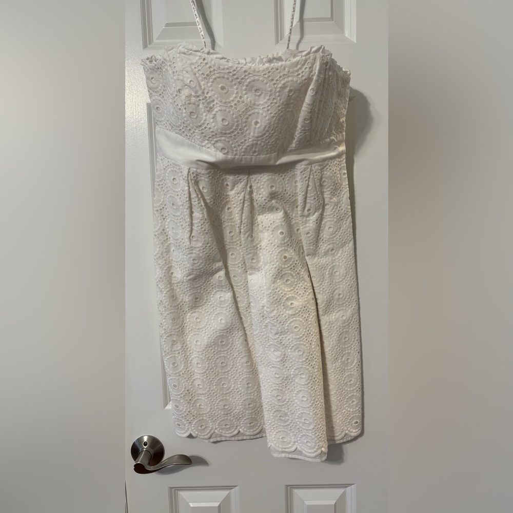 Lilly Pulitzer White Strapless Eyelet Dress